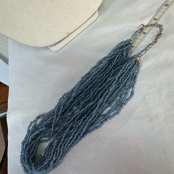 Ice blue multi strand seed bead necklace - Picture 3 of 4